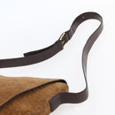 CELINE C Macadam Canvas Shoulder Bag Suede Beige Gold Auth bs31022-8