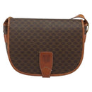 CELINE Macadam Canvas Shoulder Bag PVC Leather Brown Gold Auth bs31023-13