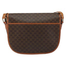 CELINE Macadam Canvas Shoulder Bag PVC Leather Brown Gold Auth bs31023-2