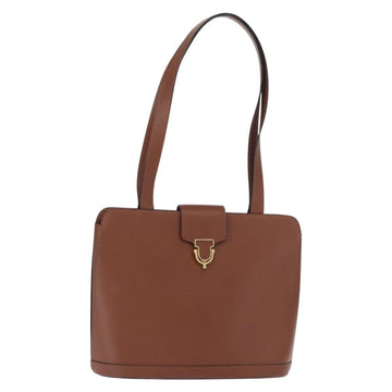 CELINE Shoulder Bag Leather Brown Gold Auth bs31024