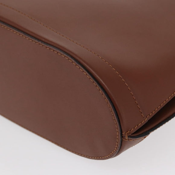 CELINE Shoulder Bag Leather Brown Gold Auth bs31024