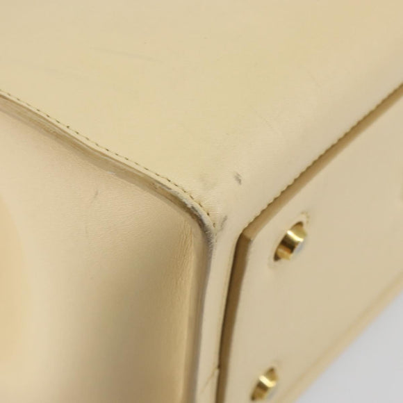 CELINE TIE Shopper Tas Leer Beige Goud Auth bs31025