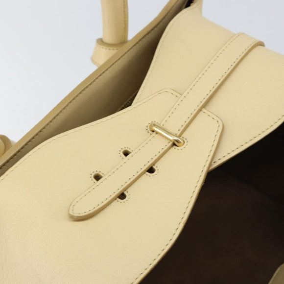CELINE TIE Shopper Tas Leer Beige Goud Auth bs31025