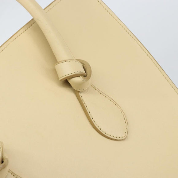 CELINE TIE Shopper Tas Leer Beige Goud Auth bs31025