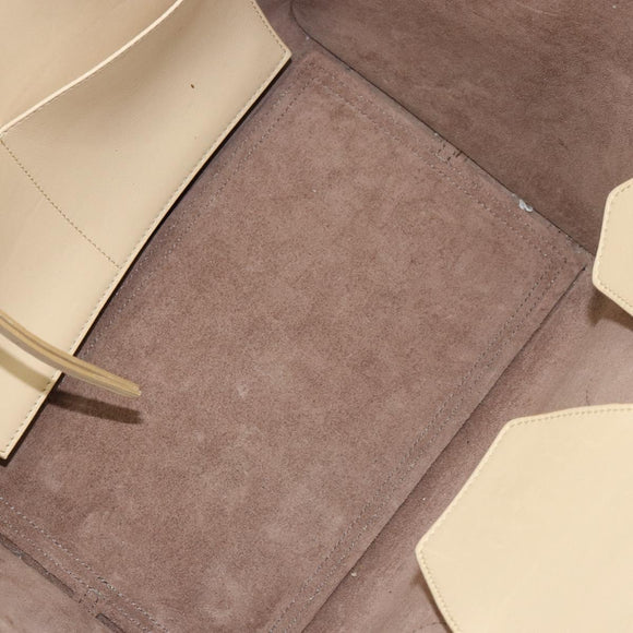 CELINE TIE Shopper Tas Leer Beige Goud Auth bs31025