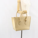 CELINE TIE Tote Bag Leather Beige Gold Auth bs31025-25