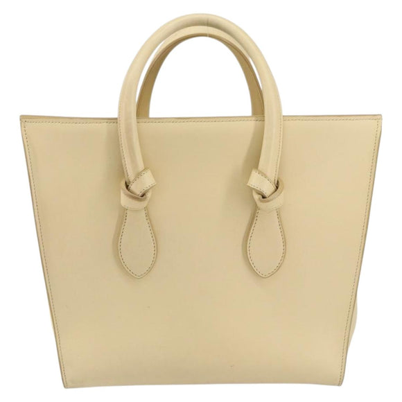 CELINE TIE Shopper Tas Leer Beige Goud Auth bs31025