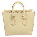 CELINE TIE Shopper Tas Leer Beige Goud Auth bs31025-2