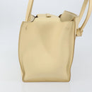 CELINE TIE Shopper Tas Leer Beige Goud Auth bs31025-4