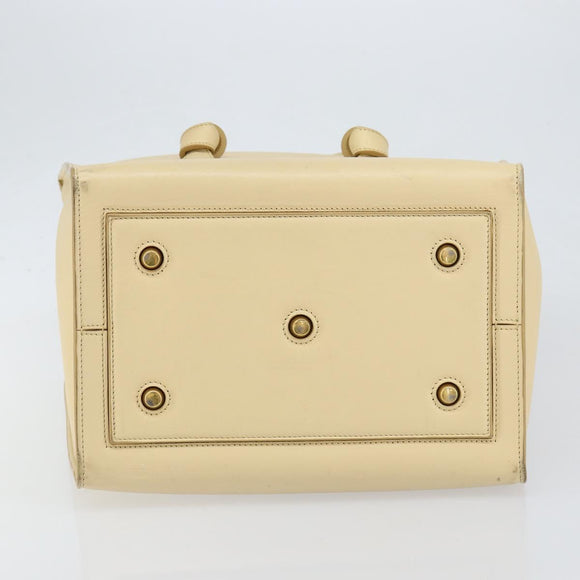 CELINE TIE Tote Bag Leather Beige Gold Auth bs31025