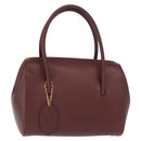 CARTIER Must Line Hand Bag Leather Bordeaux Gold Auth bs31026-1
