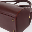 CARTIER Must Line Hand Bag Leather Bordeaux Gold Auth bs31026-17