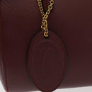CARTIER Must Line Hand Bag Leather Bordeaux Gold Auth bs31026-10