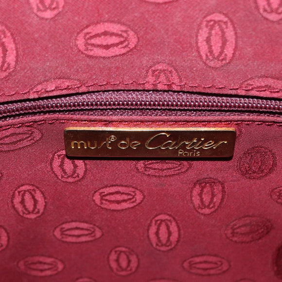 CARTIER Must Line Hand Bag Leather Bordeaux Gold Auth bs31026