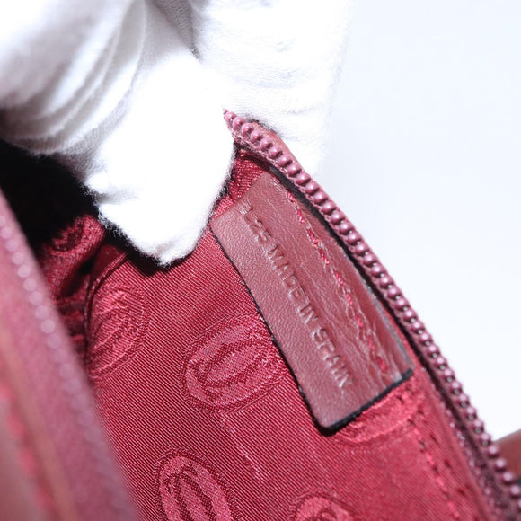 CARTIER Must Line Hand Bag Leather Bordeaux Gold Auth bs31026