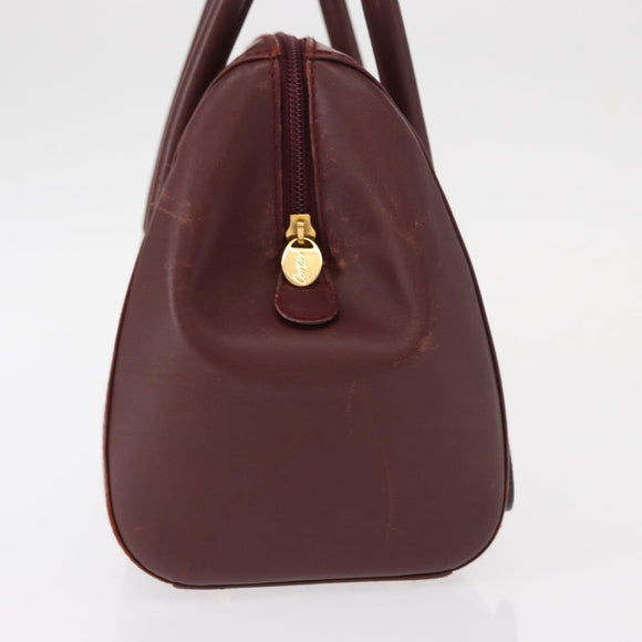 CARTIER Must Line Hand Bag Leather Bordeaux Gold Auth bs31026