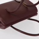 CARTIER Must Line Hand Bag Leather Bordeaux Gold Auth bs31026-6