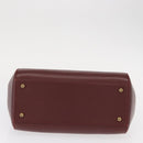 CARTIER Must Line Hand Bag Leather Bordeaux Gold Auth bs31026-5
