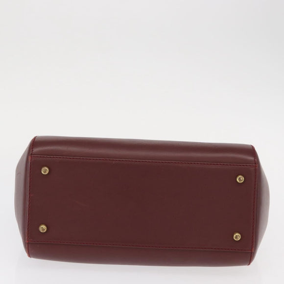 CARTIER Must Line Hand Bag Leather Bordeaux Gold Auth bs31026