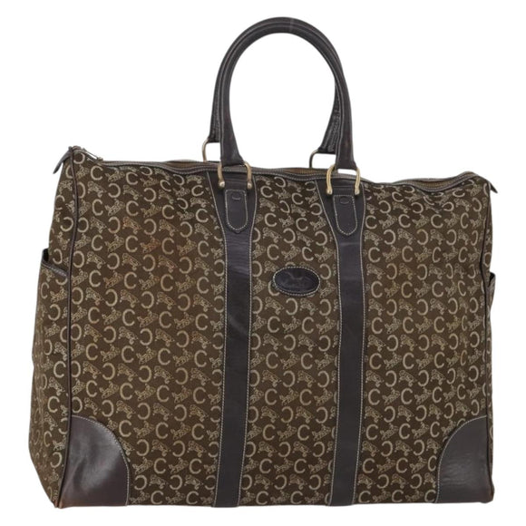 CELINE C Sulky Boston Bag Canvas Brown Gold Auth bs31027