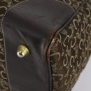 CELINE C Sulky Boston Bag Canvas Brown Gold Auth bs31027-10