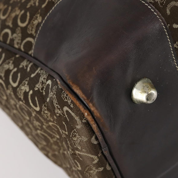 CELINE C Sulky Boston Bag Canvas Brown Gold Auth bs31027