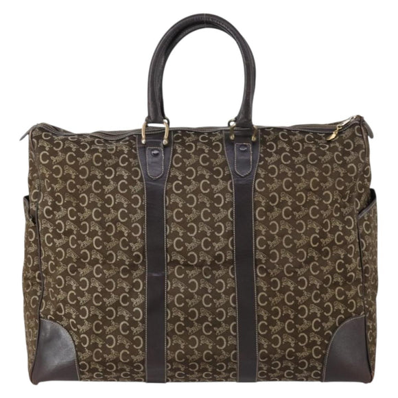 CELINE C Sulky Boston Bag Canvas Brown Gold Auth bs31027