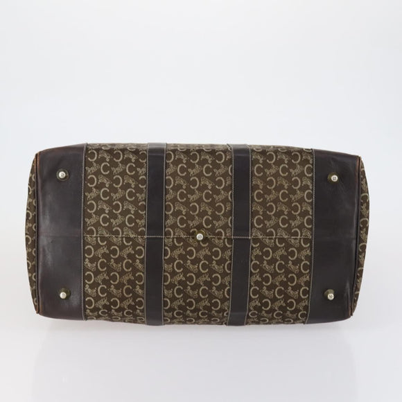 CELINE C Sulky Boston Bag Canvas Brown Gold Auth bs31027