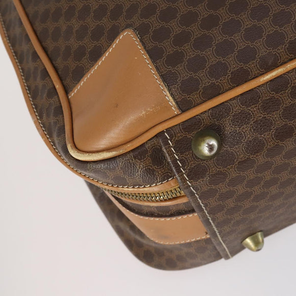 CELINE Macadam Canvas Boston Bag PVC Brown Gold Auth bs31028