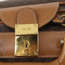 CELINE Macadam Canvas Boston Bag PVC Brown Gold Auth bs31028-18
