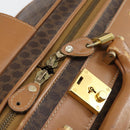 CELINE Macadam Canvas Boston Bag PVC Brown Gold Auth bs31028-9