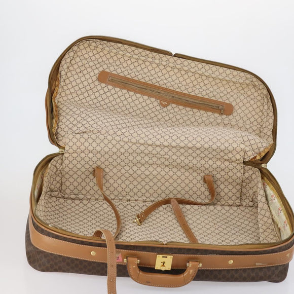 CELINE Macadam Canvas Boston Bag PVC Brown Gold Auth bs31028