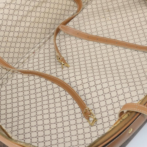 CELINE Macadam Canvas Boston Bag PVC Brown Gold Auth bs31028