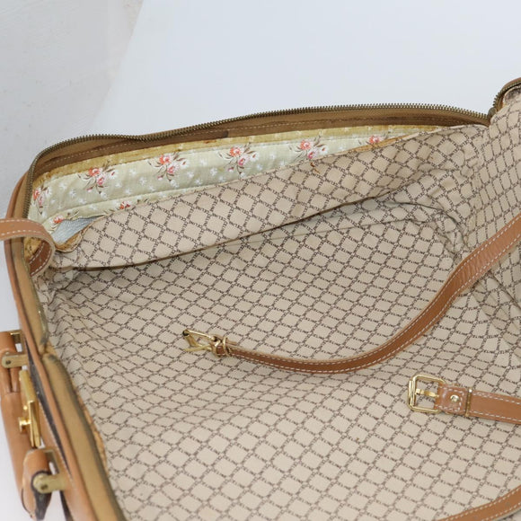 CELINE Macadam Canvas Boston Bag PVC Brown Gold Auth bs31028