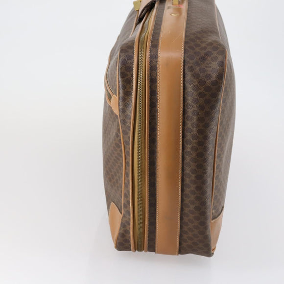 CELINE Macadam Canvas Boston Bag PVC Brown Gold Auth bs31028