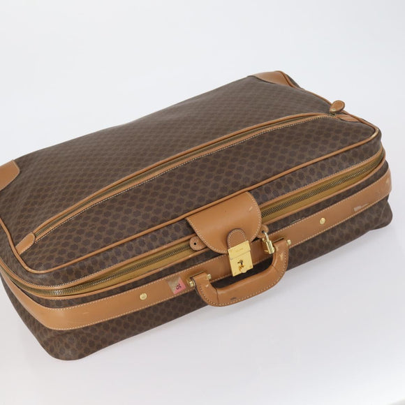 CELINE Macadam Canvas Boston Bag PVC Brown Gold Auth bs31028