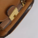 CELINE Macadam Canvas Boston Bag PVC Brown Gold Auth bs31028-7