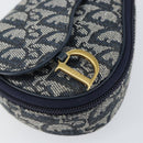 Christian Dior Trotter Canvas Saddle Pouch Navy Gold Auth bs31031-12