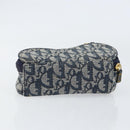 Christian Dior Trotter Canvas Saddle Pouch Navy Gold Auth bs31031-6