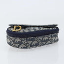 Christian Dior Trotter Canvas Saddle Pouch Navy Gold Auth bs31031-7