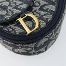 Christian Dior Trotter Canvas Saddle Pouch Navy Gold Auth bs31031-9