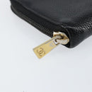 CHANEL COCO Mark Long Wallet Caviar Skin Black Silver CC Auth bs31033-8