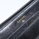CHANEL COCO Mark Long Wallet Caviar Skin Black Silver CC Auth bs31033-10