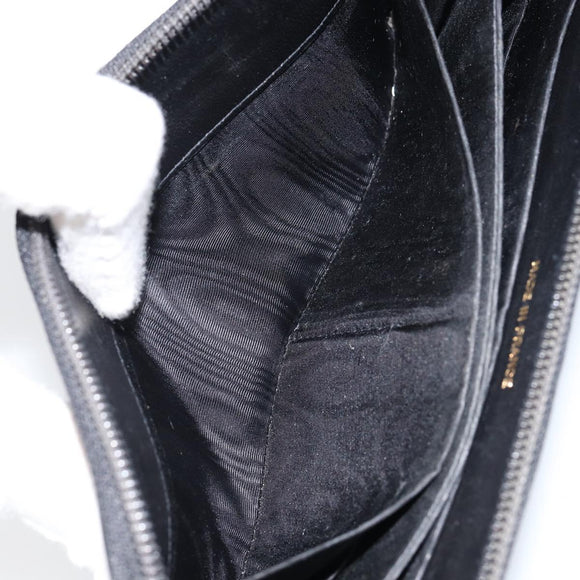 CHANEL COCO Mark Long Wallet Caviar Skin Black Silver CC Auth bs31033