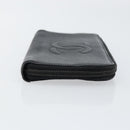 CHANEL COCO Mark Long Wallet Caviar Skin Black Silver CC Auth bs31033-3