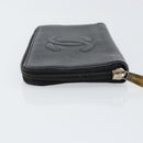 CHANEL COCO Mark Long Wallet Caviar Skin Black Silver CC Auth bs31033-4