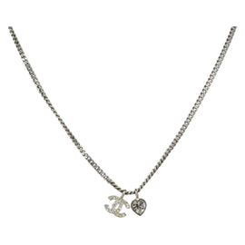 CHANEL Necklace metal Silver CC Auth bs31035