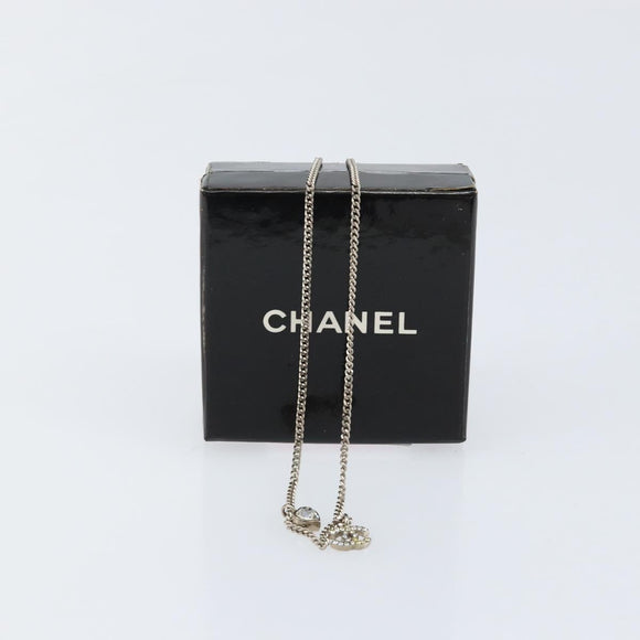 CHANEL Necklace metal Silver CC Auth bs31035