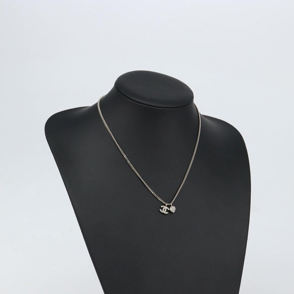CHANEL Necklace metal Silver CC Auth bs31035