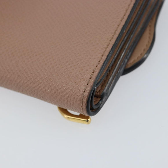 Christian Dior Saddle Lotus Wallet Leather Beige Gold Auth bs31038